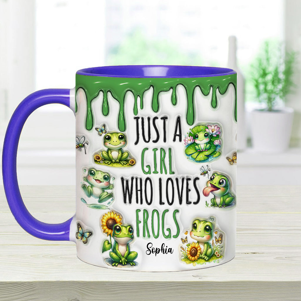 Just A Girl Who Loves Frogs - Personalized Frog Accent Mug-Myprintsy