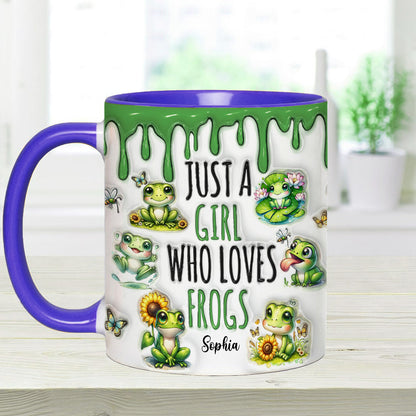 Just A Girl Who Loves Frogs - Personalized Frog Accent Mug-Myprintsy
