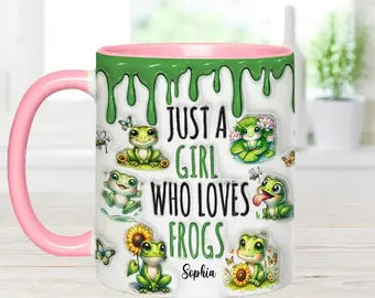 Just A Girl Who Loves Frogs - Personalized Frog Accent Mug-Myprintsy
