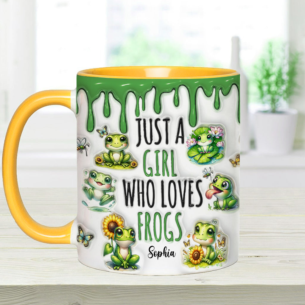 Just A Girl Who Loves Frogs - Personalized Frog Accent Mug-Myprintsy