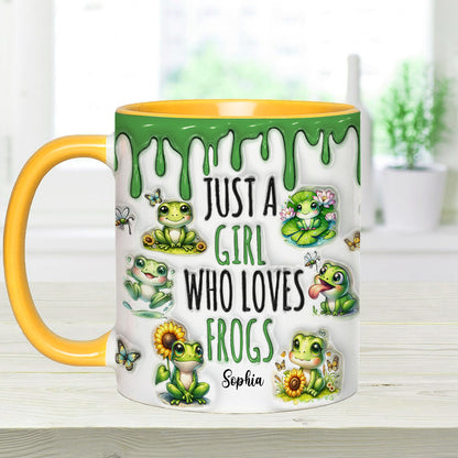 Just A Girl Who Loves Frogs - Personalized Frog Accent Mug-Myprintsy