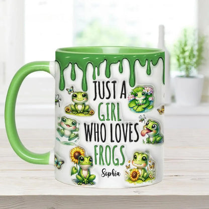 Just A Girl Who Loves Frogs - Personalized Frog Accent Mug-Myprintsy