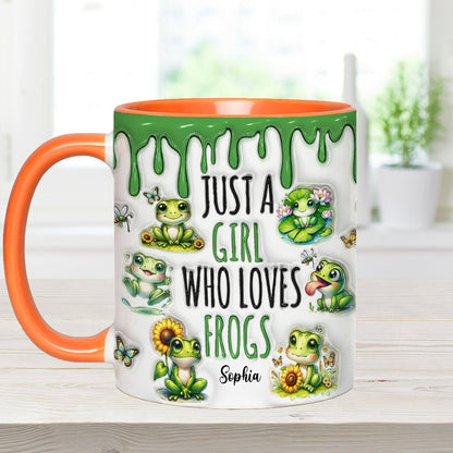 Just A Girl Who Loves Frogs - Personalized Frog Accent Mug-Myprintsy