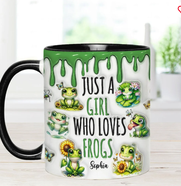 Just A Girl Who Loves Frogs - Personalized Frog Accent Mug-Myprintsy