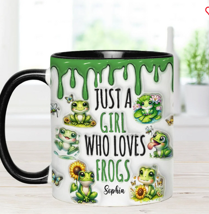 Just A Girl Who Loves Frogs - Personalized Frog Accent Mug-Myprintsy