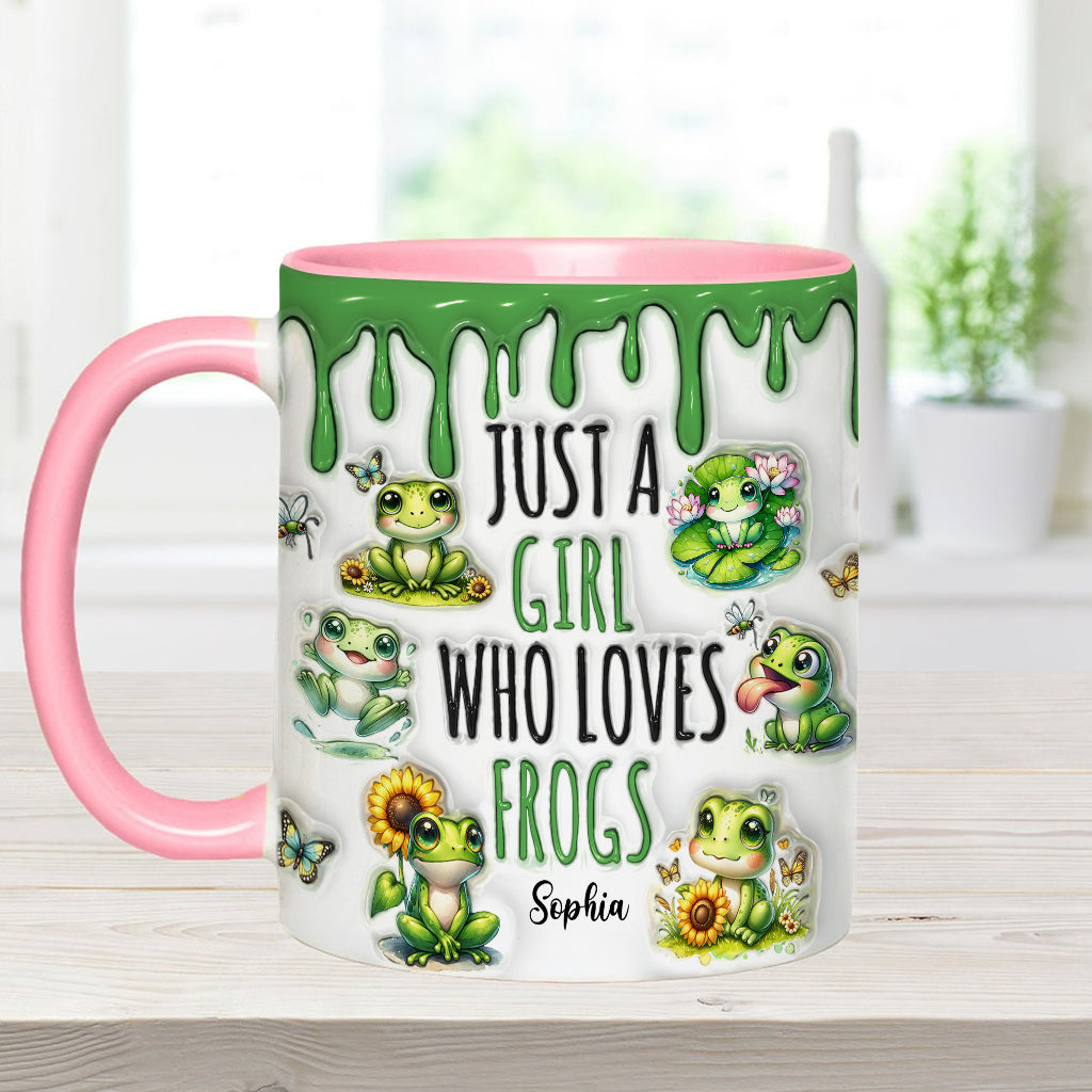 Just A Girl Who Loves Frogs - Personalized Frog Accent Mug-Myprintsy