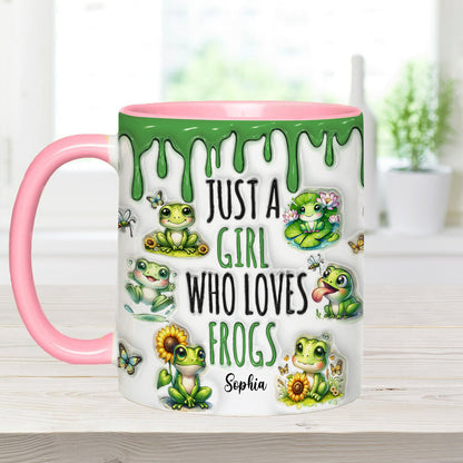 Just A Girl Who Loves Frogs - Personalized Frog Accent Mug-Myprintsy
