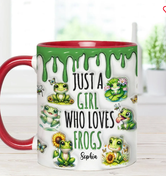 Just A Girl Who Loves Frogs - Personalized Frog Accent Mug-Myprintsy