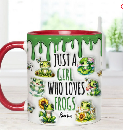 Just A Girl Who Loves Frogs - Personalized Frog Accent Mug-Myprintsy