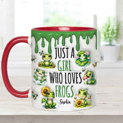 Just A Girl Who Loves Frogs - Personalized Frog Accent Mug-Myprintsy