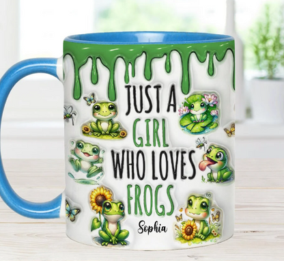 Just A Girl Who Loves Frogs - Personalized Frog Accent Mug-Myprintsy