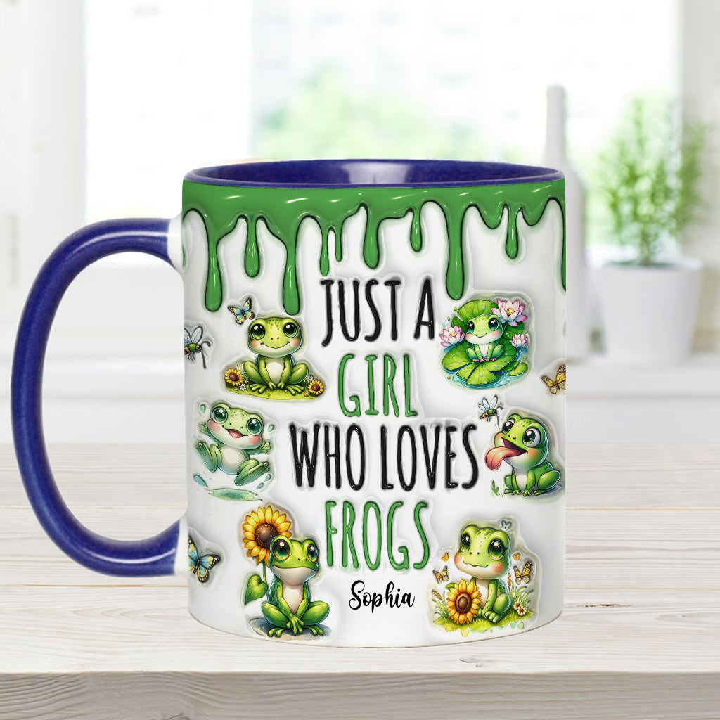 Just A Girl Who Loves Frogs - Personalized Frog Accent Mug-Myprintsy