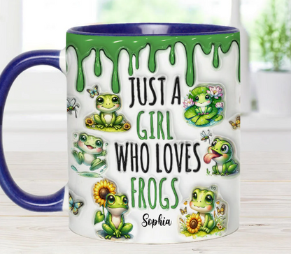 Just A Girl Who Loves Frogs - Personalized Frog Accent Mug-Myprintsy