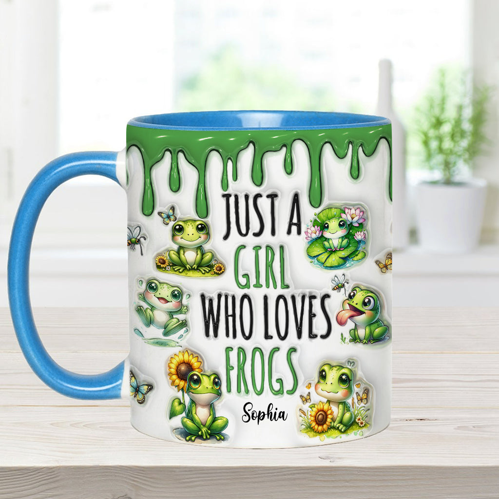 Just A Girl Who Loves Frogs - Personalized Frog Accent Mug-Myprintsy