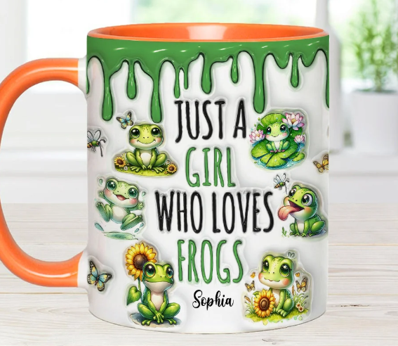Just A Girl Who Loves Frogs - Personalized Frog Accent Mug-Myprintsy