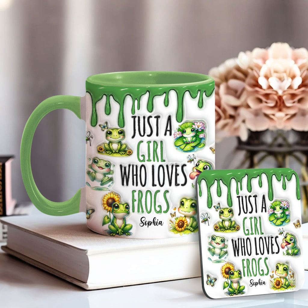Just A Girl Who Loves Frogs - Personalized Frog Accent Mug-Myprintsy