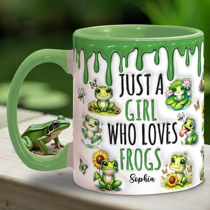 Just A Girl Who Loves Frogs - Personalized Frog Accent Mug-Myprintsy