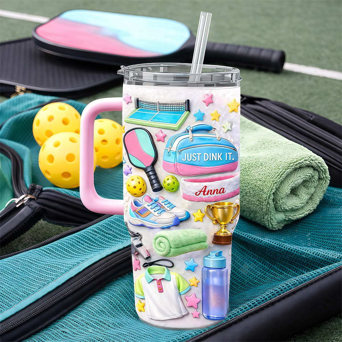 Just Dink It - Personalized 40oz Pickleball Tumbler With Straw - Pickleball Gifts For Her-Myprintsy