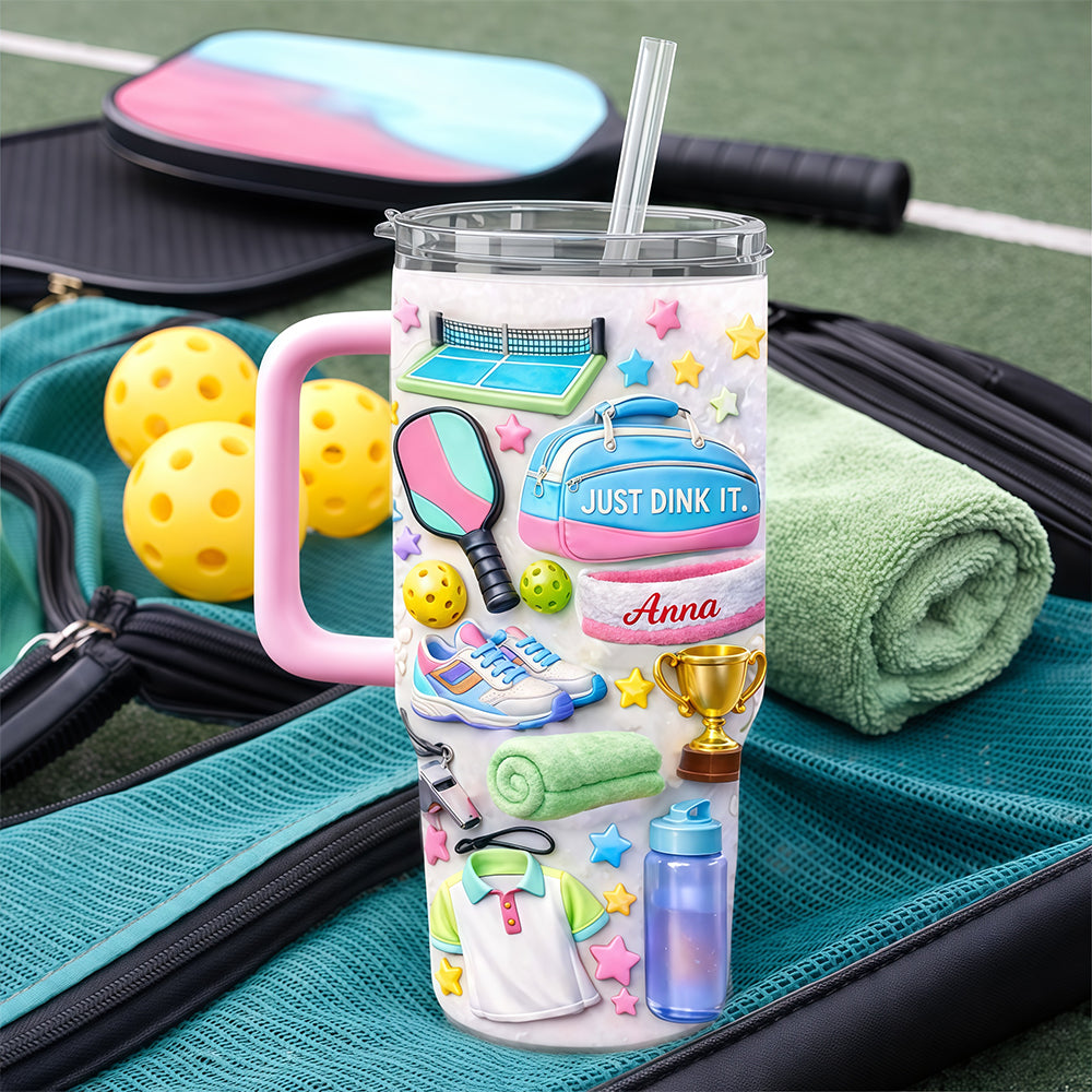 Just Dink It - Personalized 40oz Pickleball Tumbler With Straw - Pickleball Gifts For Her-Myprintsy