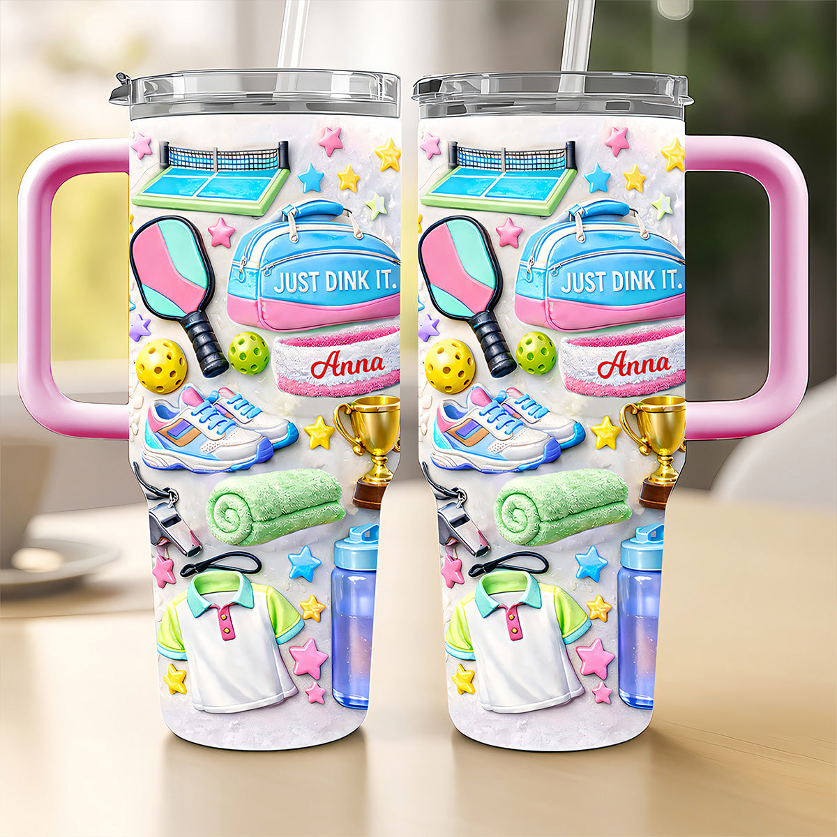 Just Dink It - Personalized 40oz Pickleball Tumbler With Straw - Pickleball Gifts For Her-Myprintsy
