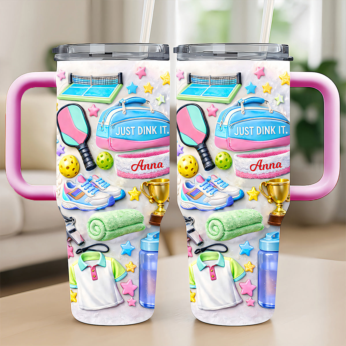 Just Dink It - Personalized 40oz Pickleball Tumbler With Straw - Pickleball Gifts For Her-Myprintsy