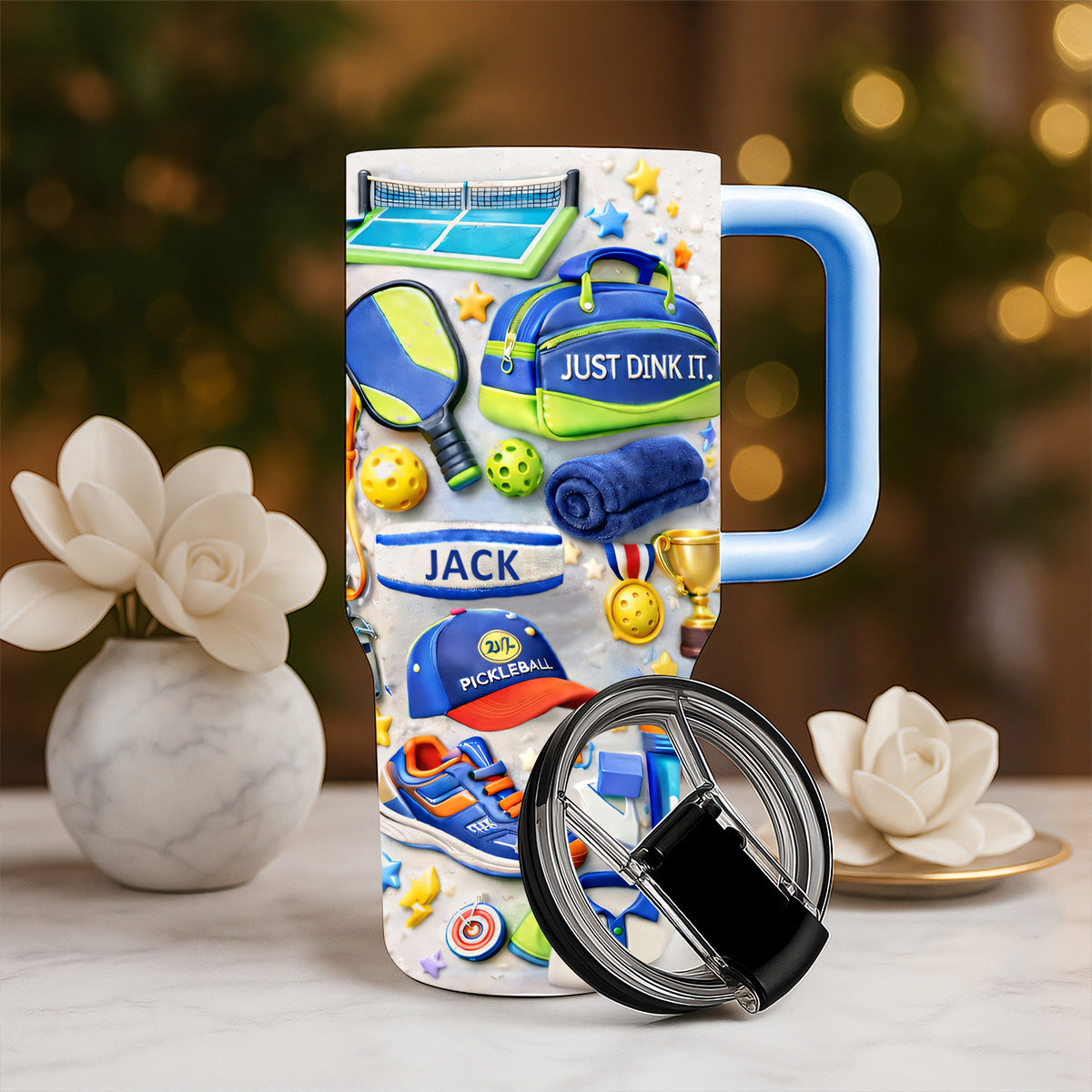Just Dink It - Personalized 40oz Pickleball Tumbler with Straw - Pickleball Gift For Him-Myprintsy