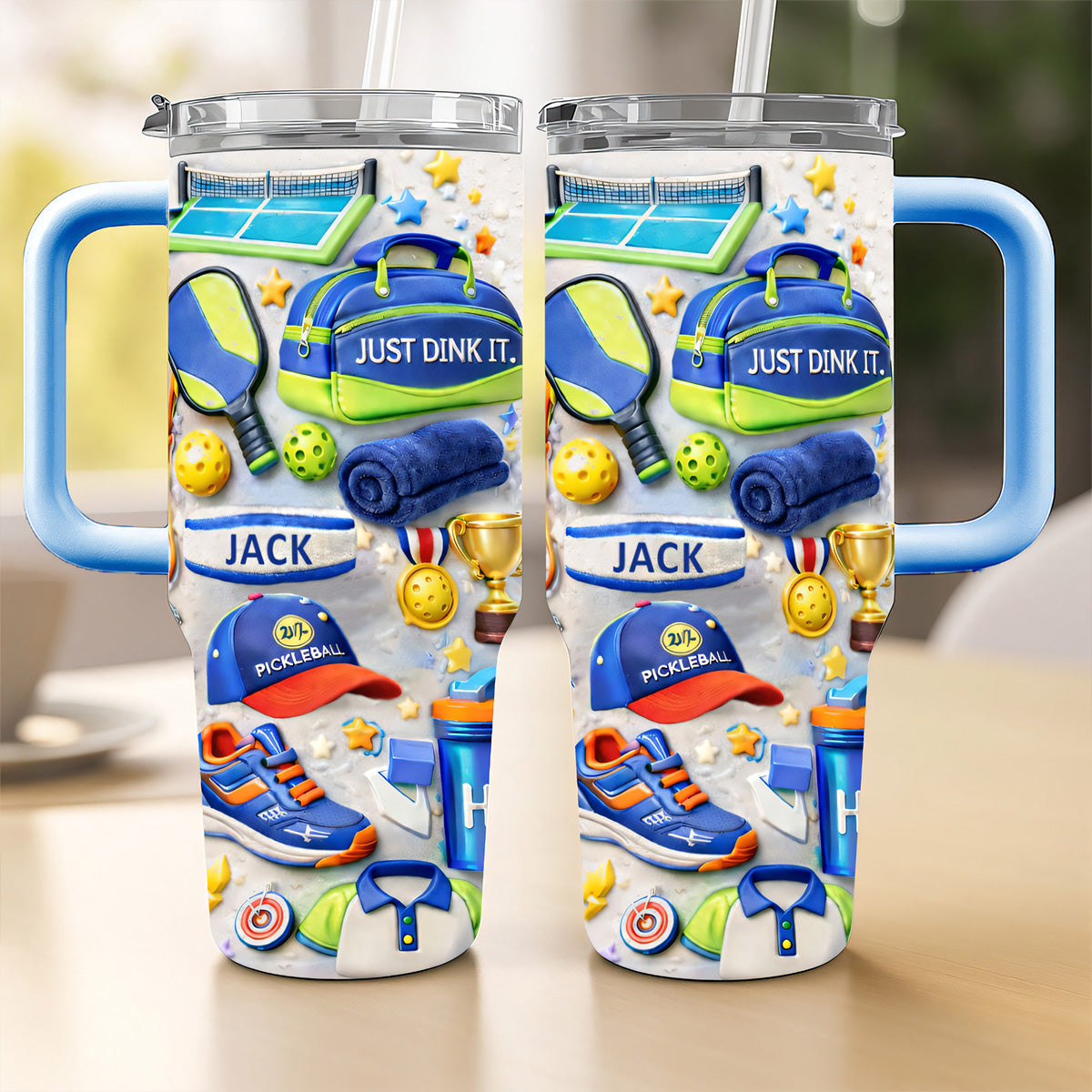 Just Dink It - Personalized 40oz Pickleball Tumbler with Straw - Pickleball Gift For Him-Myprintsy