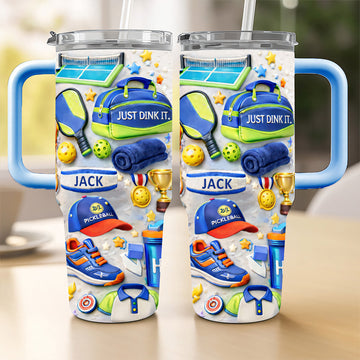 Just Dink It - Personalized 40oz Pickleball Tumbler with Straw - Pickleball Gift For Him-Myprintsy