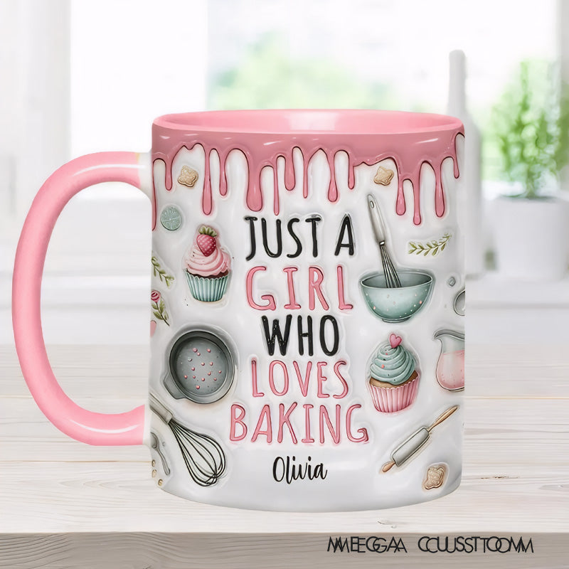 Just a Girl Who Loves Baking - Personalized Accent Mug-Myprintsy
