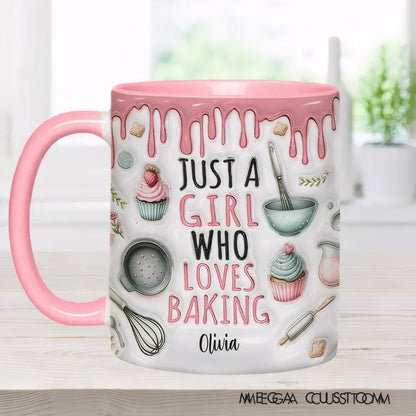 Just a Girl Who Loves Baking - Personalized Accent Mug-Myprintsy
