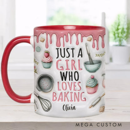 Just a Girl Who Loves Baking - Personalized Accent Mug-Myprintsy