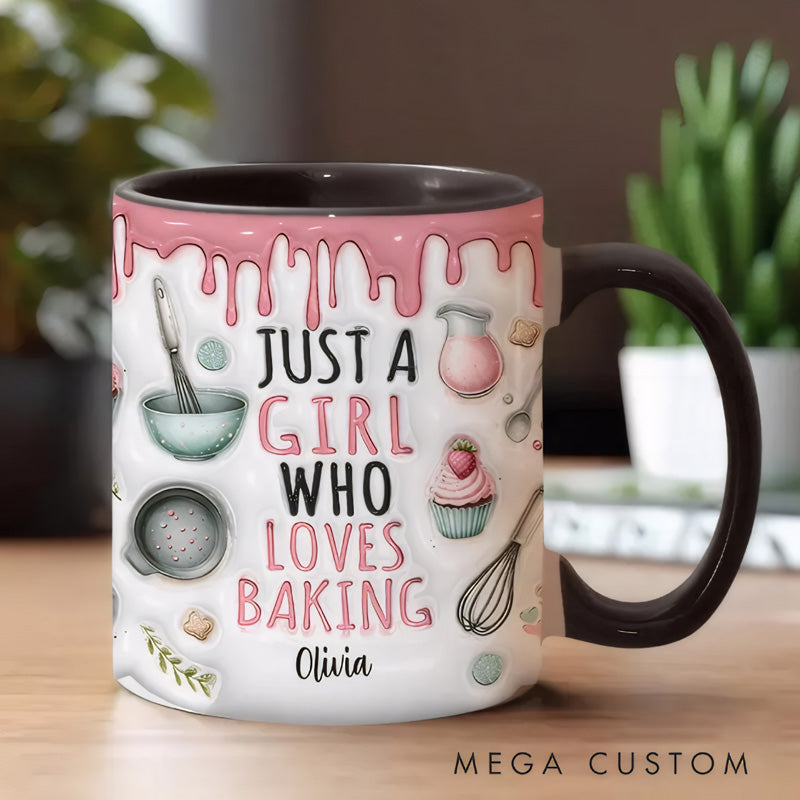 Just a Girl Who Loves Baking - Personalized Accent Mug-Myprintsy