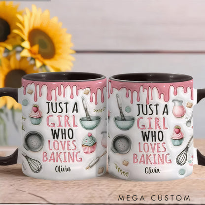 Just a Girl Who Loves Baking - Personalized Accent Mug-Myprintsy
