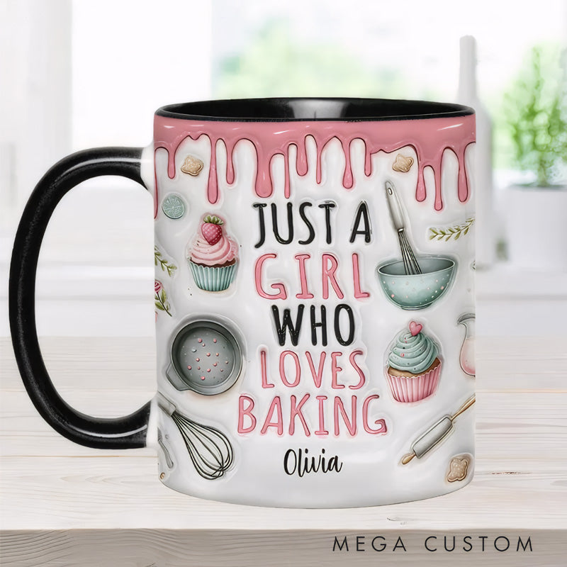 Just a Girl Who Loves Baking - Personalized Accent Mug-Myprintsy