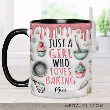 Just a Girl Who Loves Baking - Personalized Accent Mug-Myprintsy