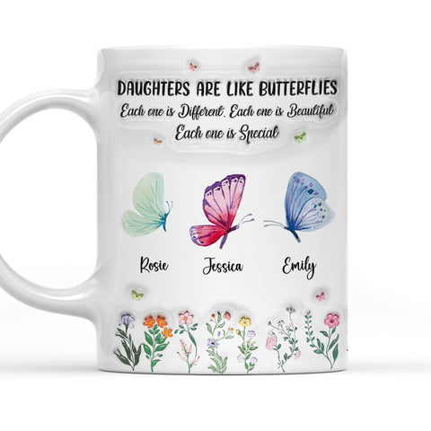 Daughters Are Like Butterflies - Personalized 3D Mug