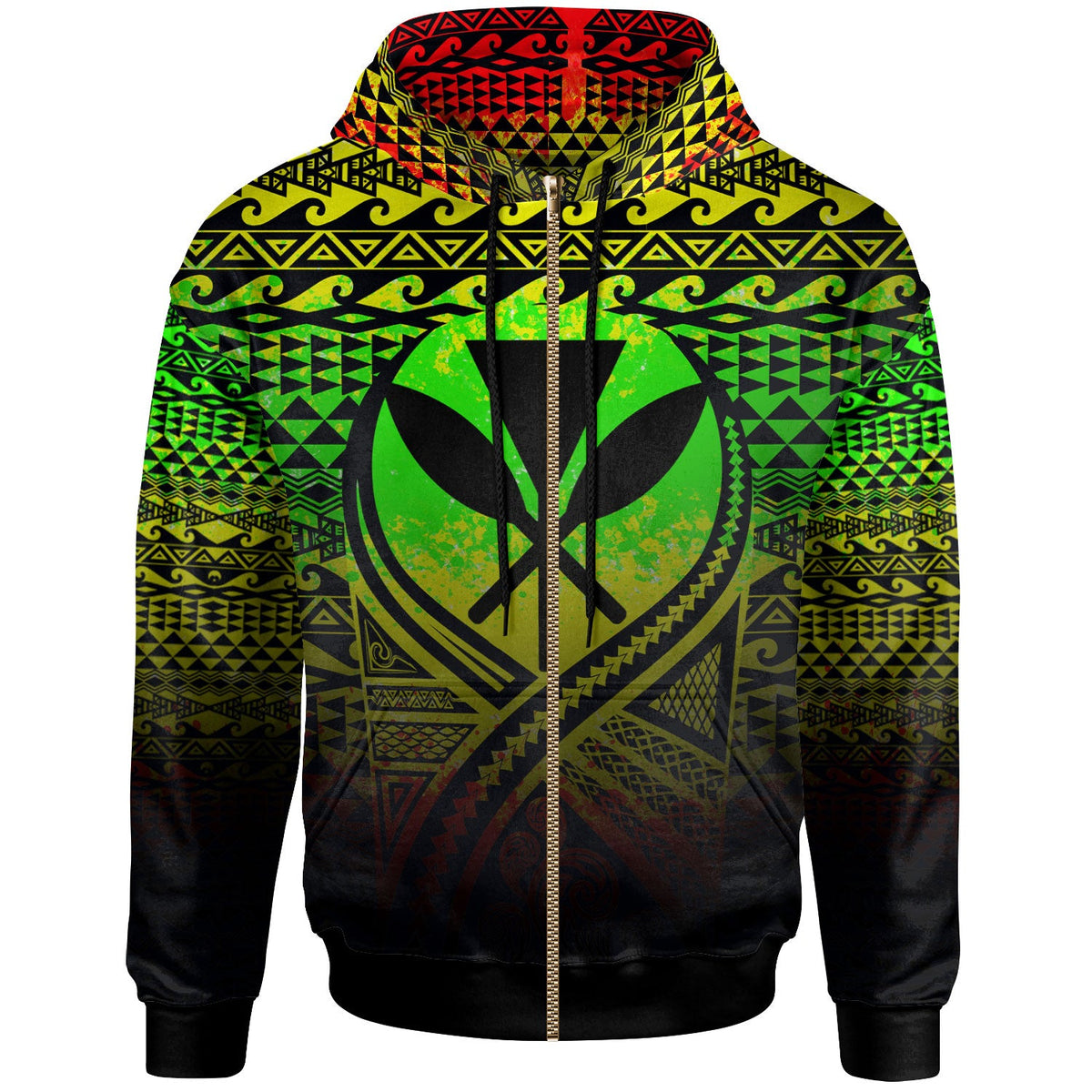 Kanaka Maoli All Over Hoodie Lift Up Reggae-Myprintsy