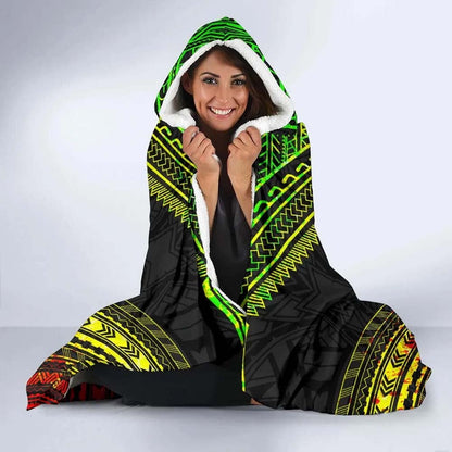 Kanaka Maoli Polynesian Chief Hooded Blanket - Reggae Version-Myprintsy