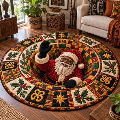 Kente Christmas Wonderland Quilted Round Mat VTQ-Myprintsy
