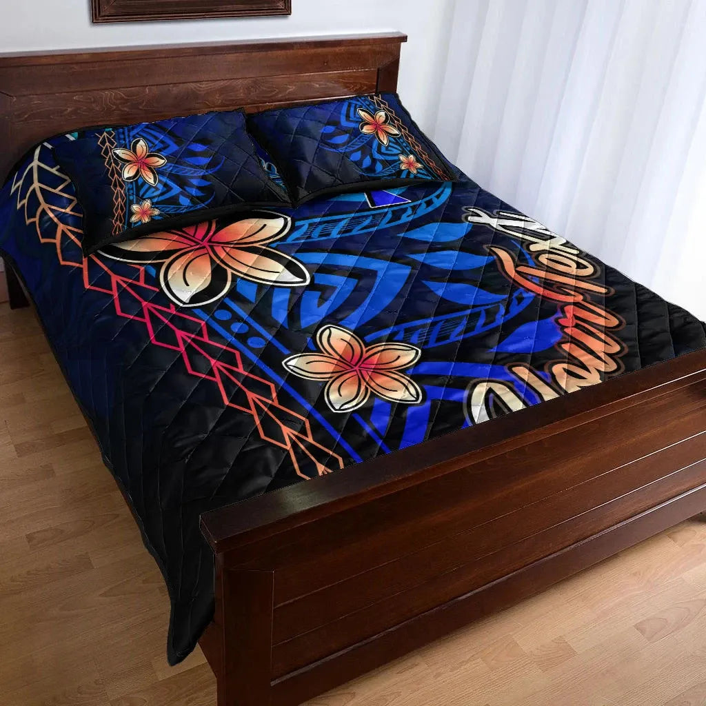 Kosrae Custom Personalised Quilt Bed Set - Vintage Tribal Mountain-Myprintsy