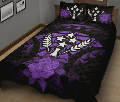 Kosrae Polynesian Quilt Bed Set Hibiscus Purple-Myprintsy