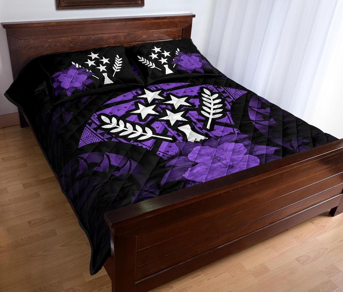 Kosrae Polynesian Quilt Bed Set Hibiscus Purple-Myprintsy