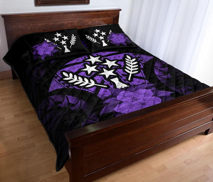 Kosrae Polynesian Quilt Bed Set Hibiscus Purple-Myprintsy