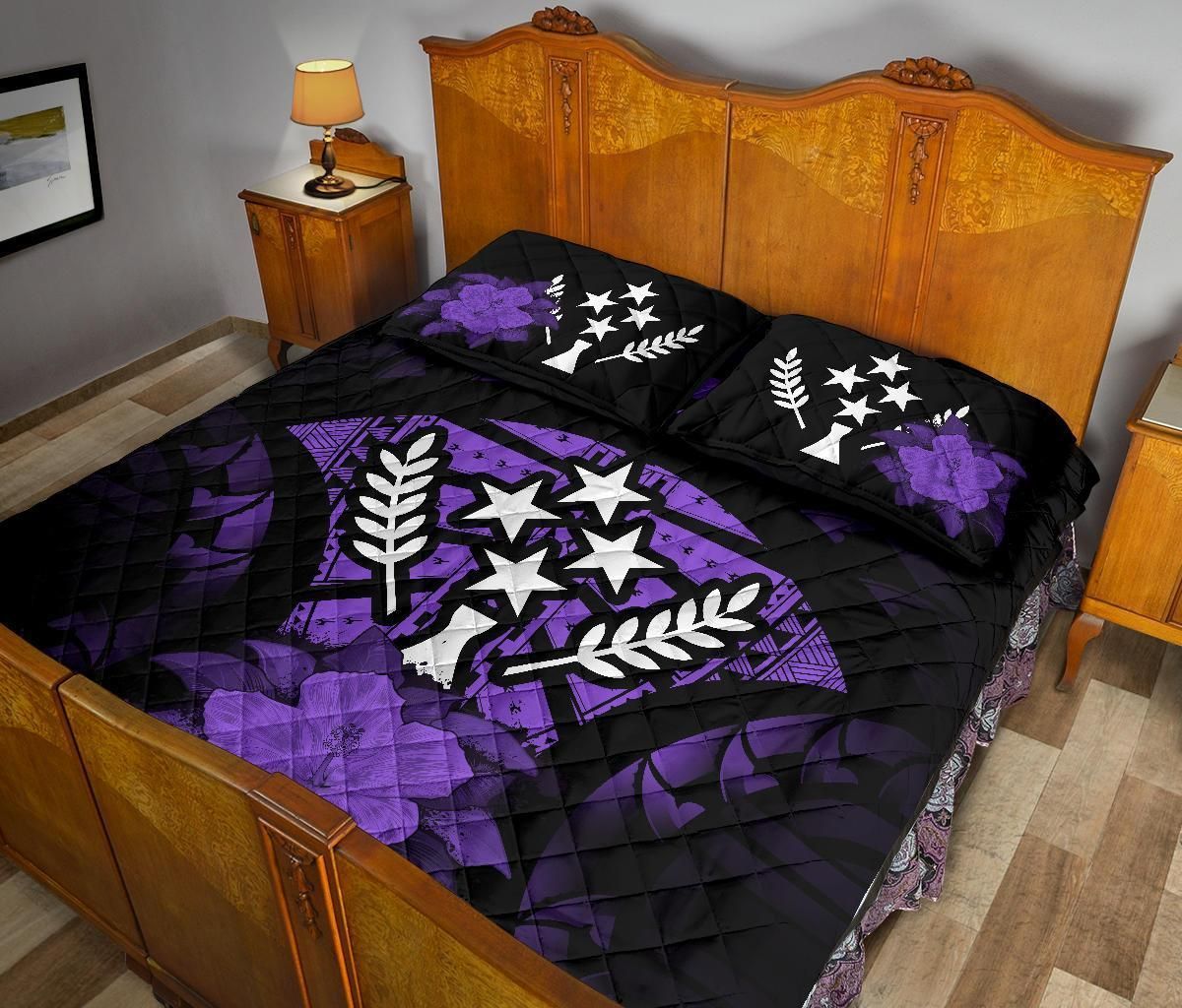 Kosrae Polynesian Quilt Bed Set Hibiscus Purple-Myprintsy