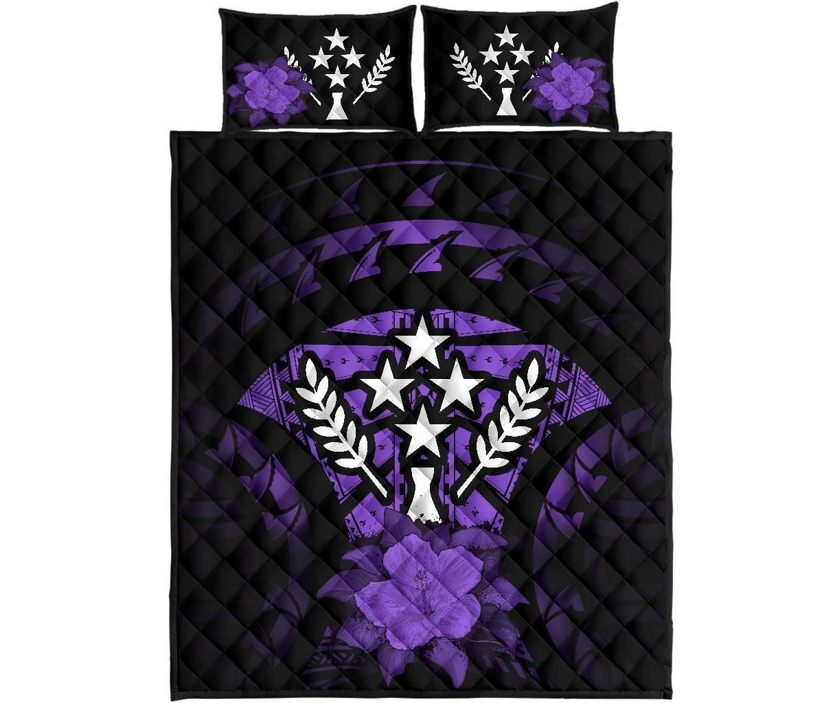 Kosrae Polynesian Quilt Bed Set Hibiscus Purple-Myprintsy