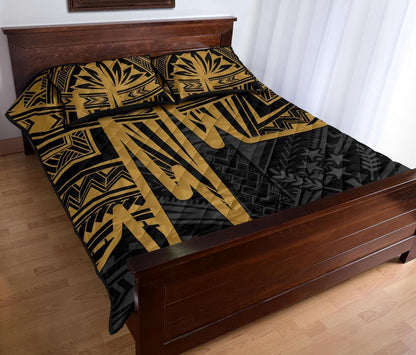 Kosrae Quilt Bed Set - Kosrae Seal In Heartbeat Patterns Style (Gold)-Myprintsy