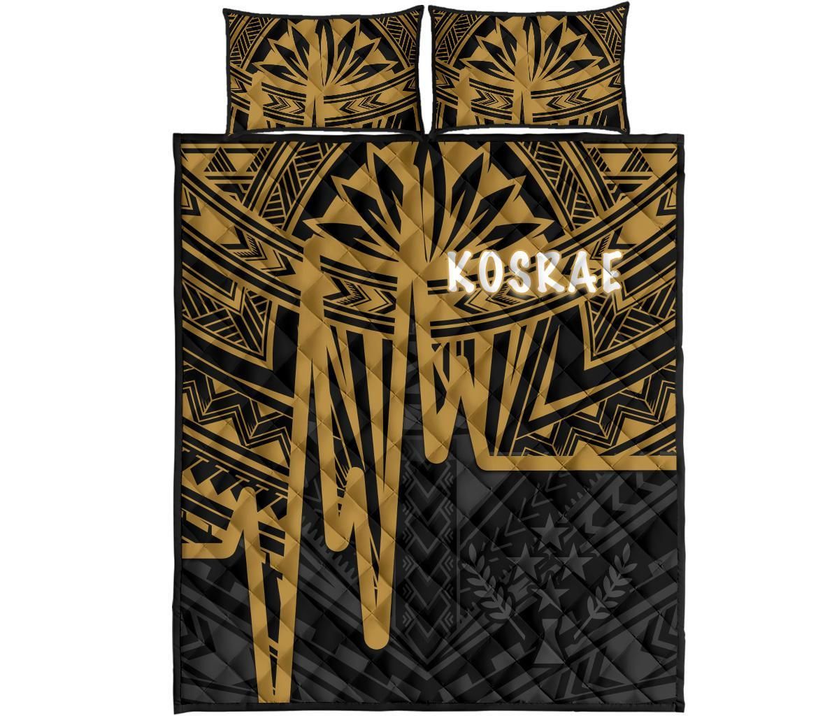 Kosrae Quilt Bed Set - Kosrae Seal In Heartbeat Patterns Style (Gold)-Myprintsy