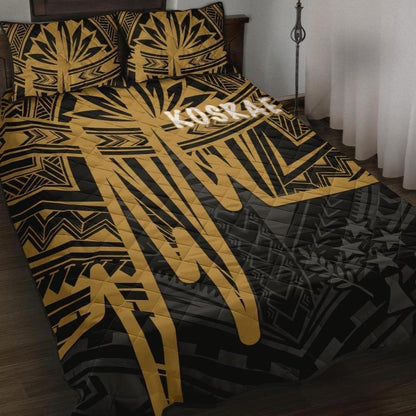 Kosrae Quilt Bed Set - Kosrae Seal In Heartbeat Patterns Style (Gold)-Myprintsy