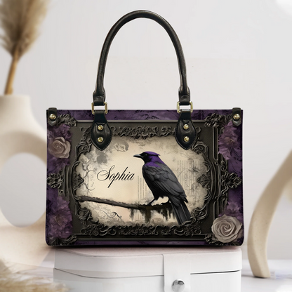 Gothic Raven - Personalized Leather Handbag & Wallet Set