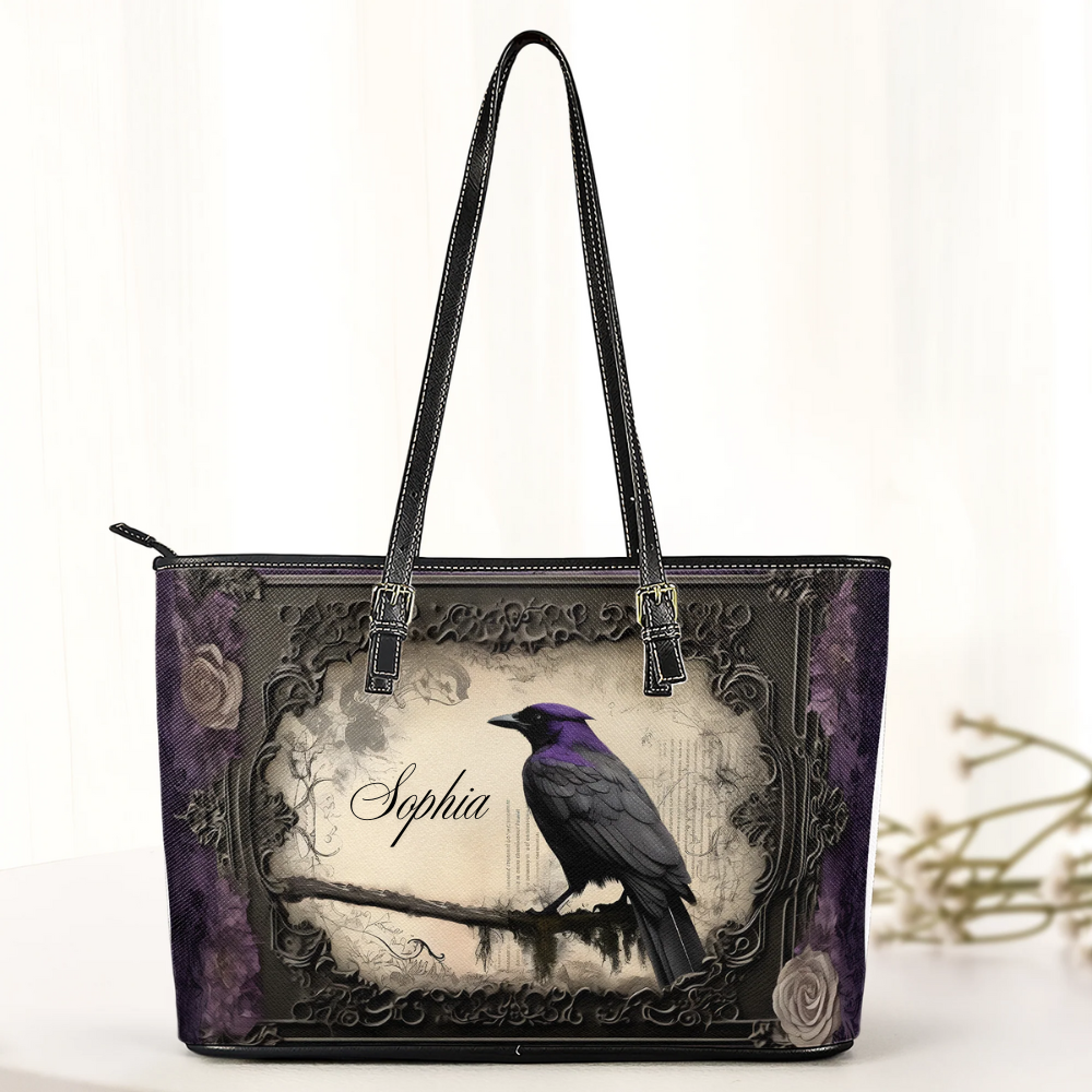 Gothic Raven - Personalized Leather Handbag & Wallet Set